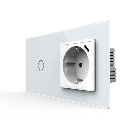 Livolo Lichtschalter mit Steckdose + USB-C in Weiß