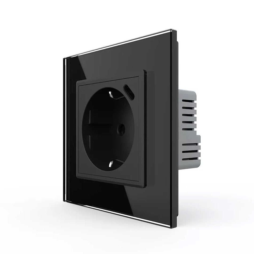 Livolo schwarze, einfache Steckdose mit USB-C 18W