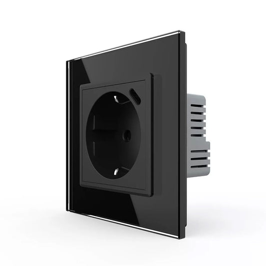 Livolo schwarze, einfache Steckdose mit USB-C 18W