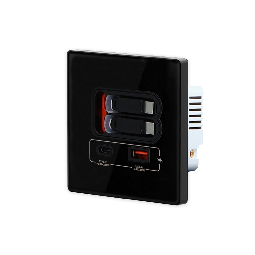 USB-A/C Schnellladegerät mit ausziehbaren Kabeln
