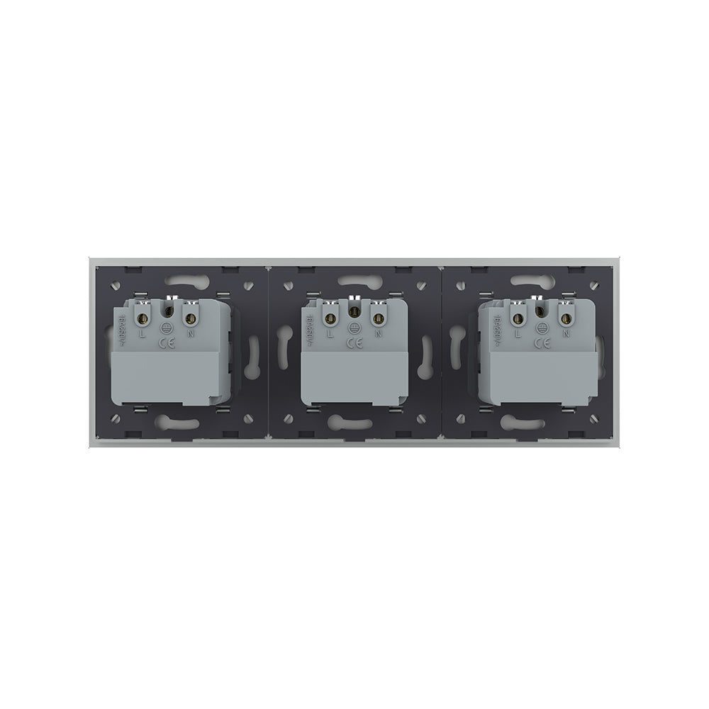 LIVOLO 3 Module EC Steckdose mit Glasrahmen in Grau