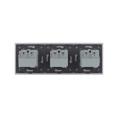 LIVOLO 3 Module EC Steckdose mit Glasrahmen in Grau