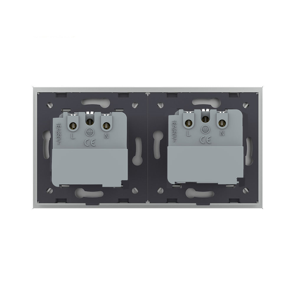 LIVOLO 2 Module EC Steckdose mit Glasrahmen in Grau