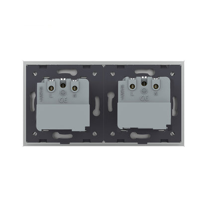 LIVOLO 2 Module EC Steckdose mit Glasrahmen in Grau
