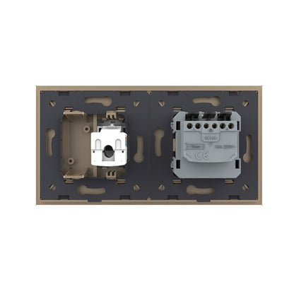 Livolo Steckdose mit einfach Netzwerkmodul inkl. Glasrahmen in Gold