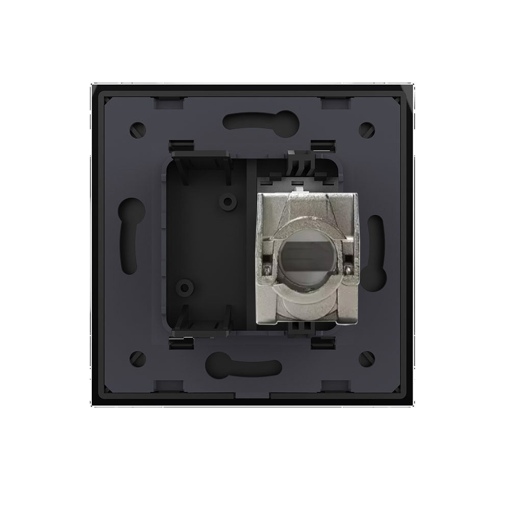 Einfaches LAN-Modul CAT6A RJ45 mit schwarzem Glasrahmen