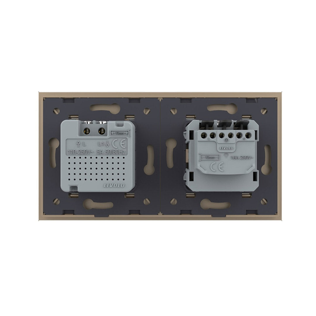 Livolo Steckdose und Bewegungsmelder Touch-Schalter Glasblende in Gold