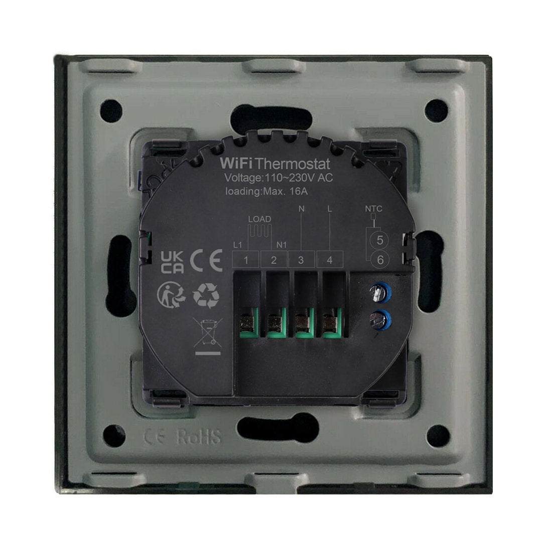 Luxus Time Thermostat mit Glasrahmen in Schwarz, programmierbar