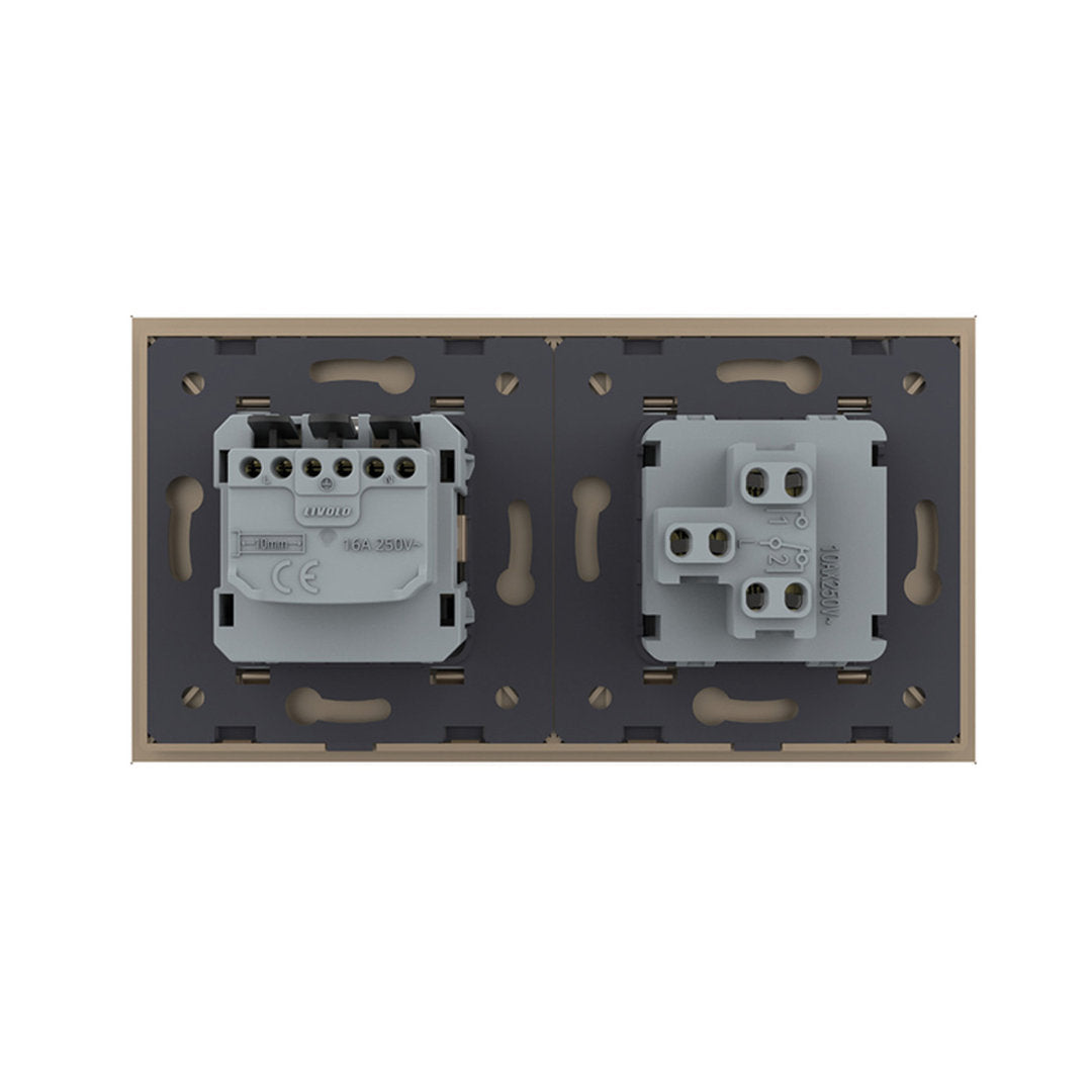 Livolo Wechselschalter und Steckdose inkl. Glasblende in Gold