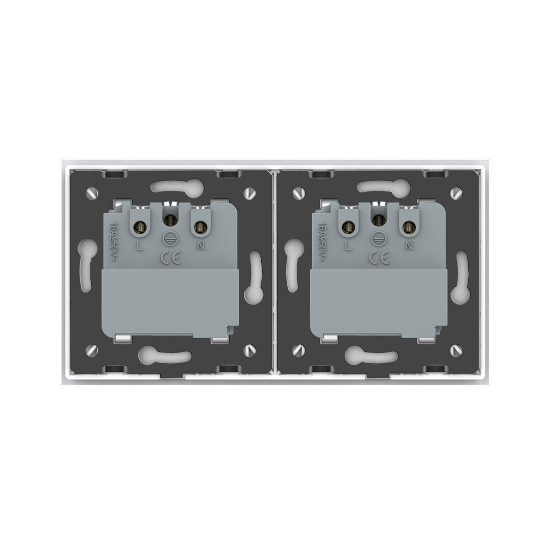 LIVOLO 2 Module EC Steckdose mit Glasrahmen in Weiß