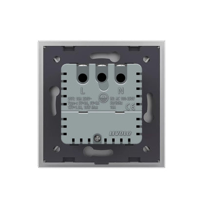 Livolo graue, einfache Steckdose mit USB-C 18W