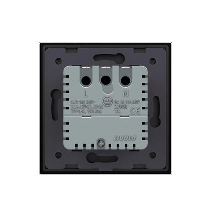 Livolo schwarze, einfache Steckdose mit USB-C 18W