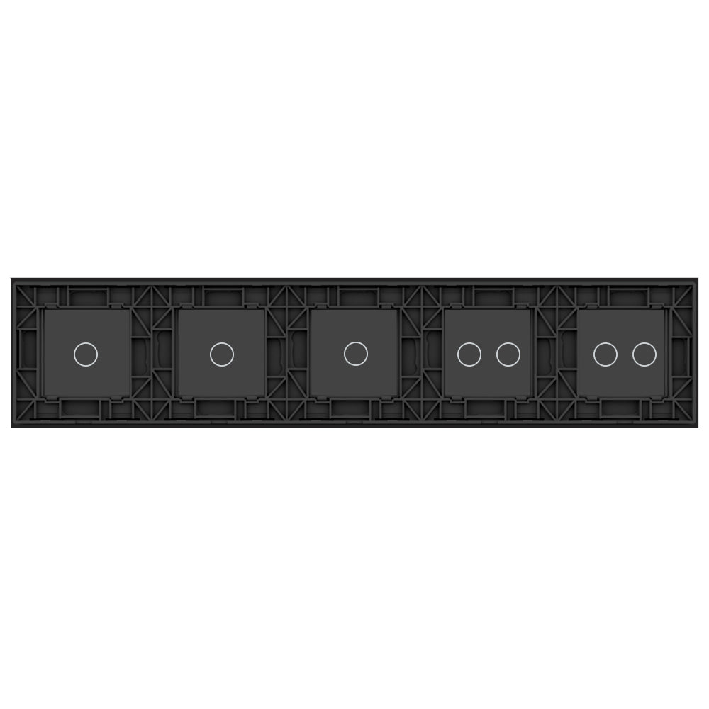 Schwarze Glasblende für 3 1-fache + 2 2-fache Touch-Schalter