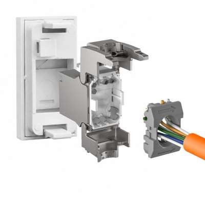 1/2 Kurzes CAT6.A Netzwerk-Modul Keystone für Bodentanks Weiß LIVOLO