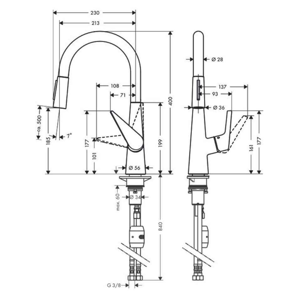 Hansgrohe "Talis M51 200 2jet" Spültisch-Einhebelmischer (herausziehbar, chrom)
