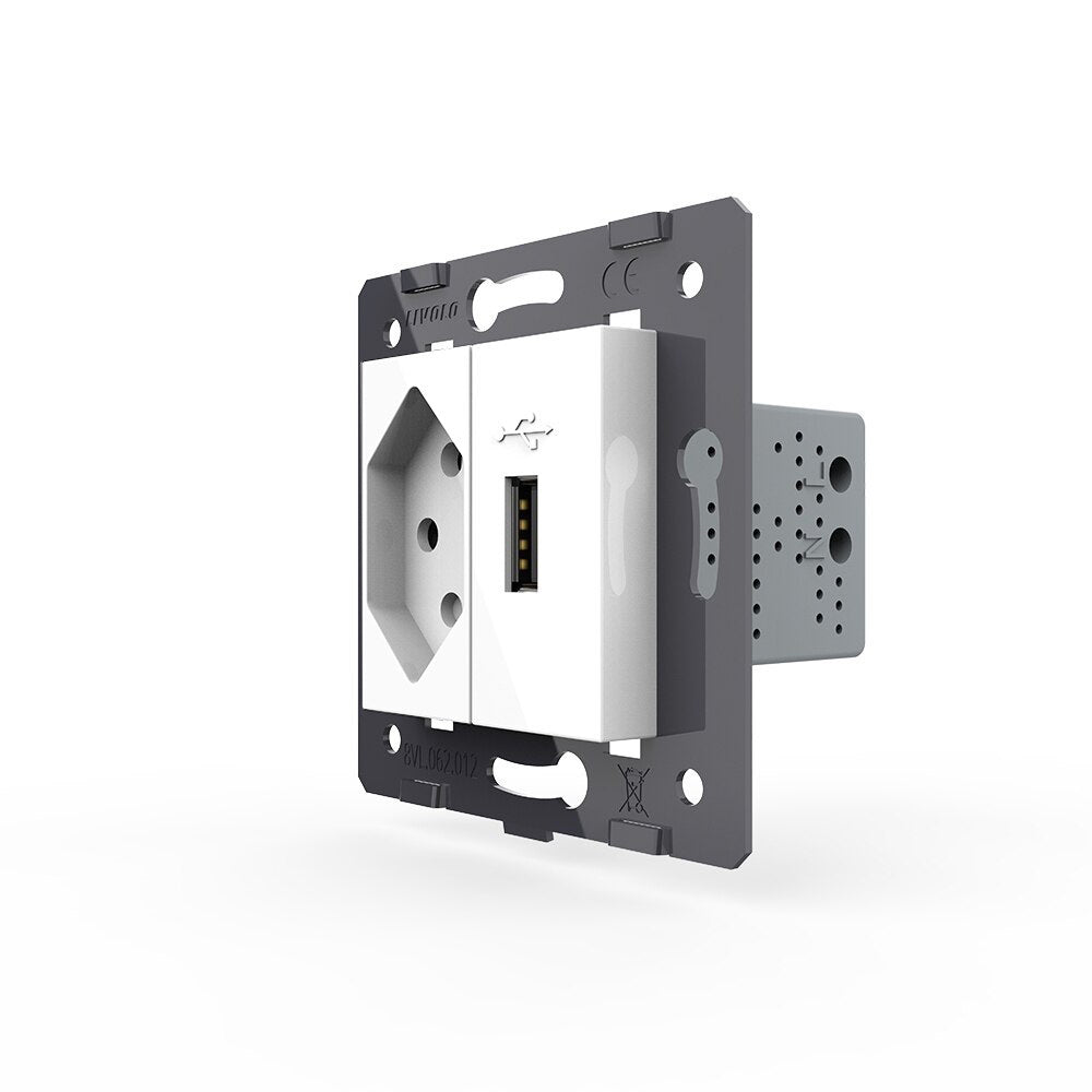 Livolo Schweizer Steckdose mit USB-A in weiß