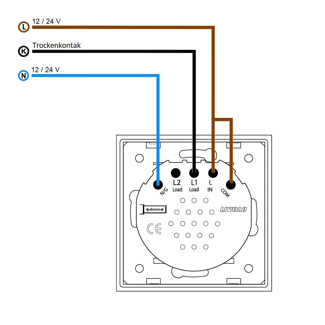 Livolo Touch-Taster-Modul für 12-24V mit Glasblende in Grau
