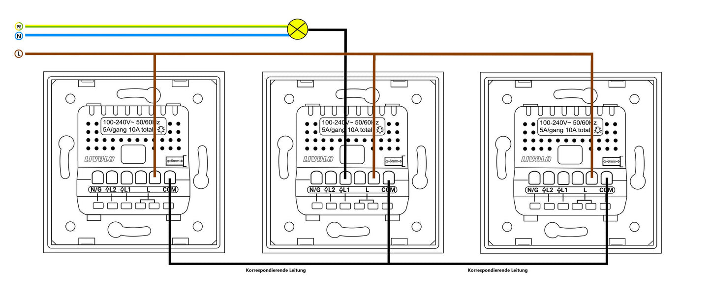 Livolo Kombination aus Wechselschalter und Steckdose in grau