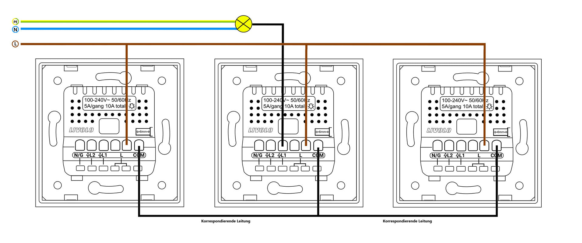 Livolo Kombination aus Wechselschalter und Steckdose in grau