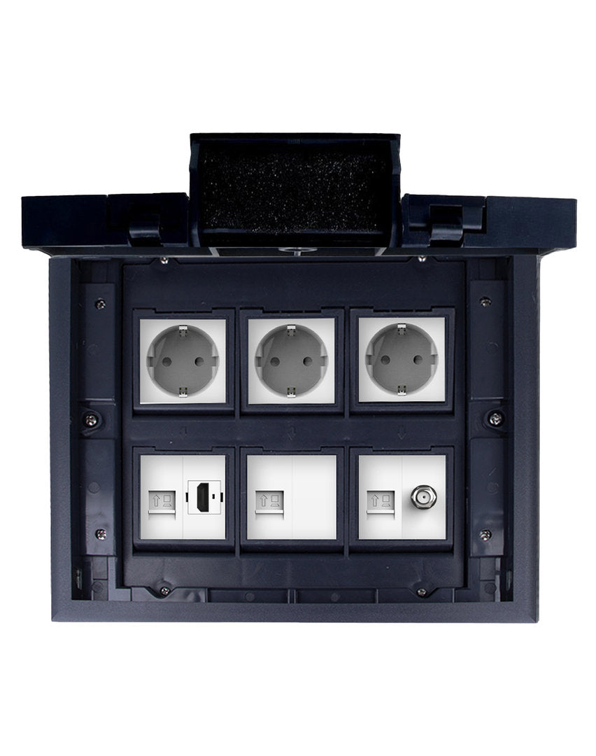 Bodentank Fußbodensteckdose 6 Fach mit 6 Module versenkbar