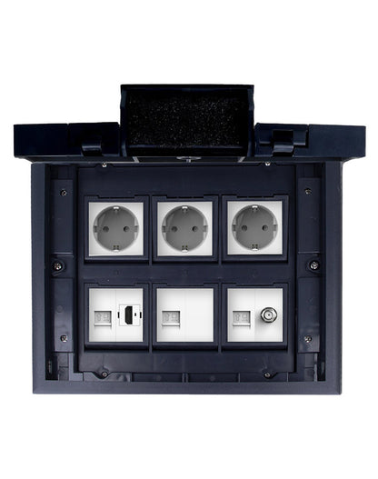 Bodentank Fußbodensteckdose 6 Fach mit 6 Module versenkbar