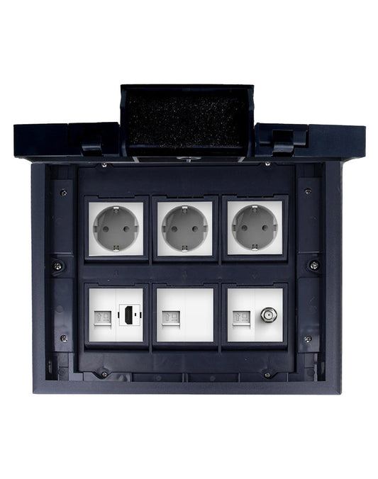 Bodentank Fußbodensteckdose 6 Fach mit 6 Module versenkbar