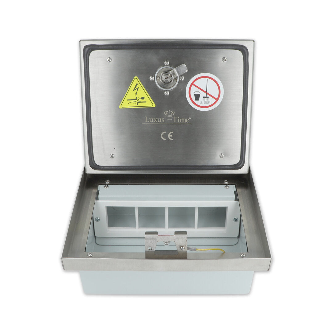 IP54 Bodentank mit Edelstahl-Deckel für bis zu 8 Steckdosen
