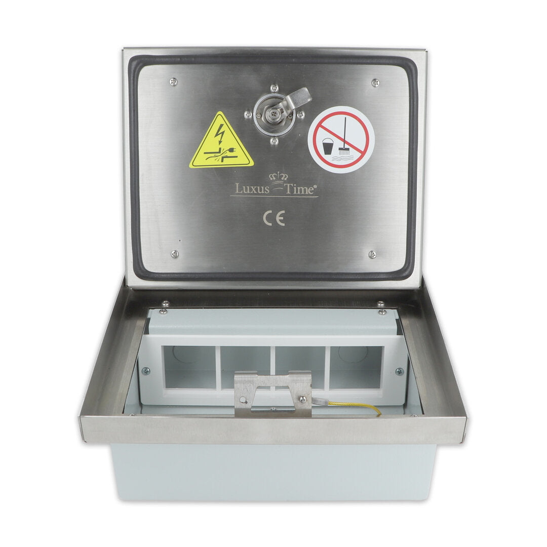 IP54 Bodentank mit Edelstahl-Deckel für bis zu 8 Steckdosen