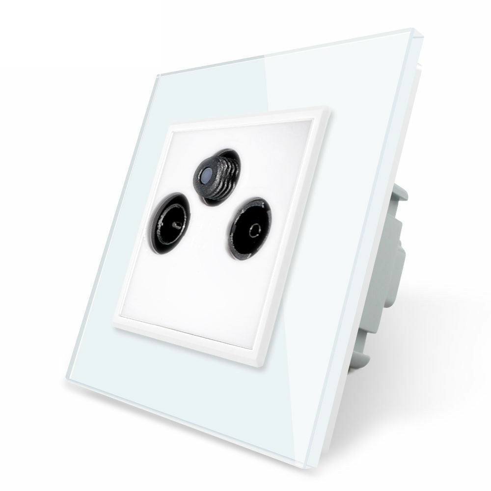 Livolo dreifaches SAT-/TV-/FM-Modul als End-Dose mit Glasblende Weiß