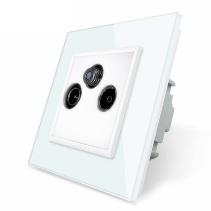 Livolo dreifaches SAT-/TV-/FM-Modul als End-Dose mit Glasblende Weiß