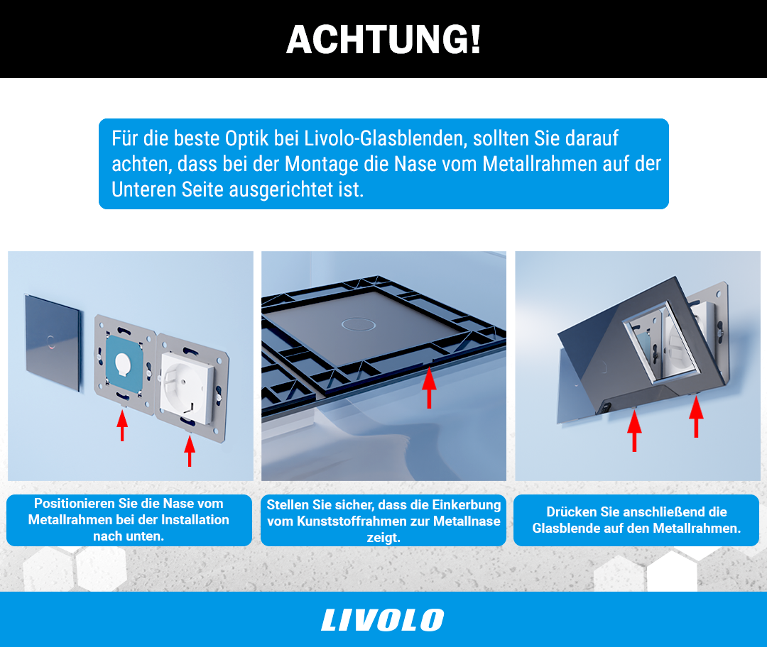 Einfacher NOTCH-Wechsel-/Kreuzschalter mit grauer Glasblende