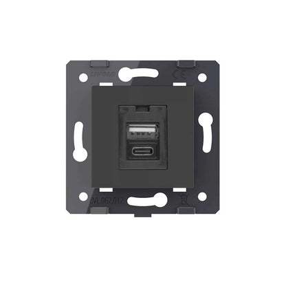 Ladestation USB-C&A in schwarz mit goldener Glasblende