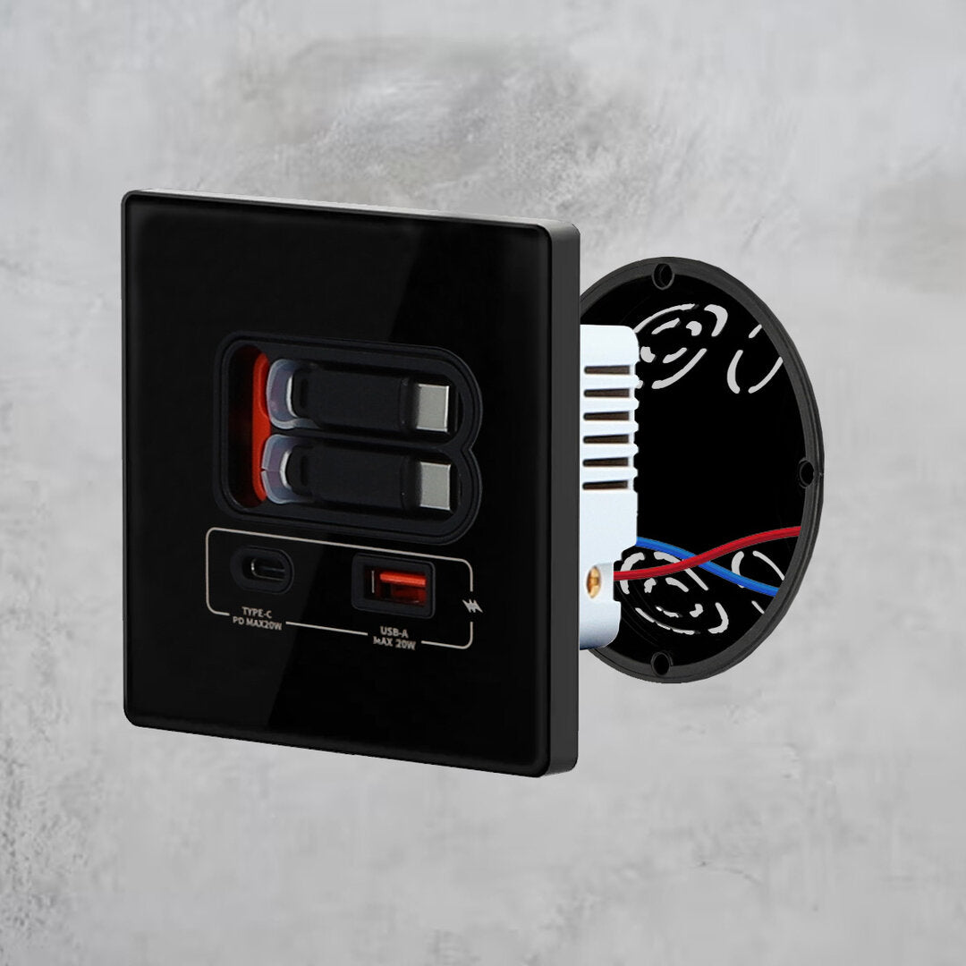 USB-A/C Schnellladegerät mit ausziehbaren Kabeln