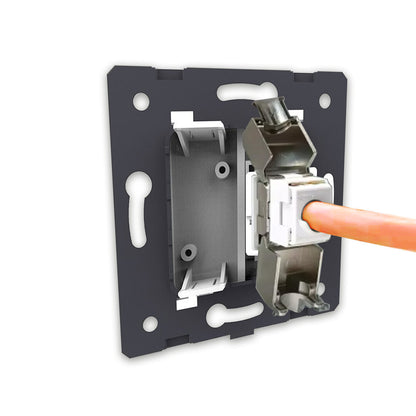 Einfaches LAN-Modul CAT6A RJ45 mit schwarzem Glasrahmen