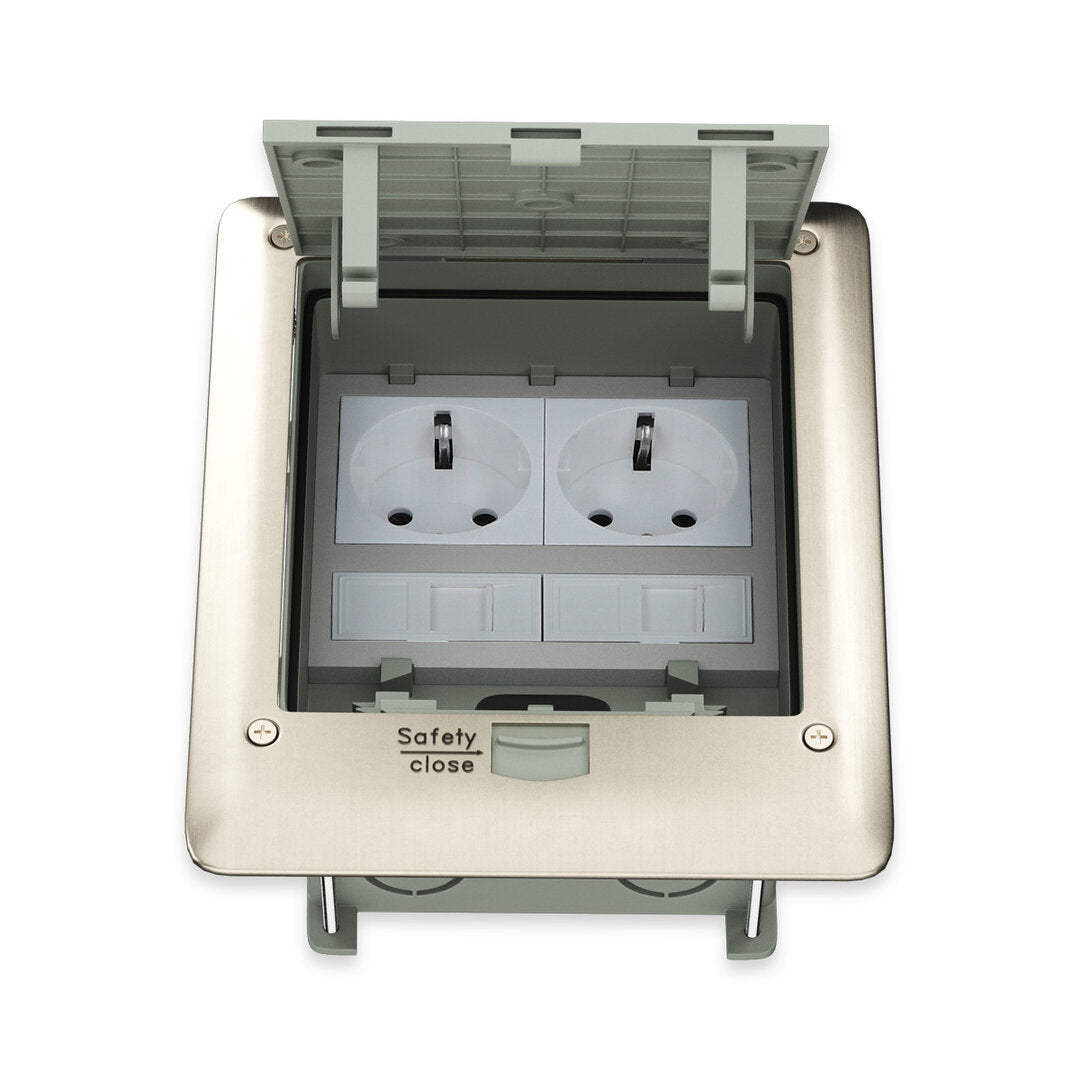 Modularer Bodentank + 2 Steckdosen + 2 LAN – IP66, erweiterbar für Mehrfachinstallation - Livolo-Deutschland