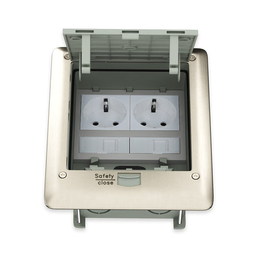 Modularer Bodentank + 2 Steckdosen + 2 LAN – IP66, erweiterbar für Mehrfachinstallation - Livolo-Deutschland