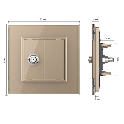 Livolo einfaches, goldenes SAT-Modul mit Glasrahmen