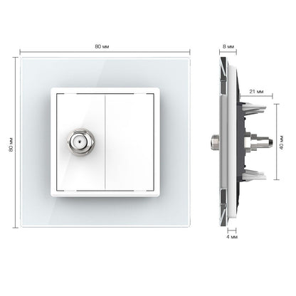 Livolo einfaches, weißes SAT-Modul mit Glasrahmen
