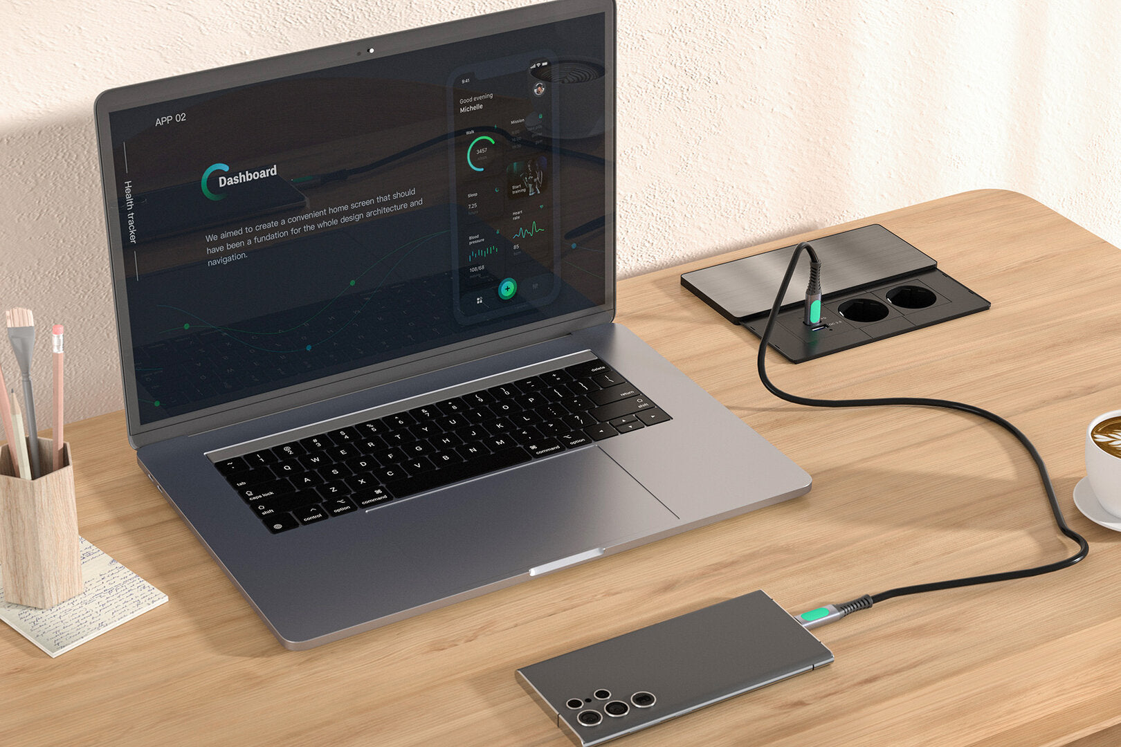 Design Tischsteckdose mit Schiebedeckel Edelstahl Steckdose USB-C Einbau - Livolo-Deutschland
