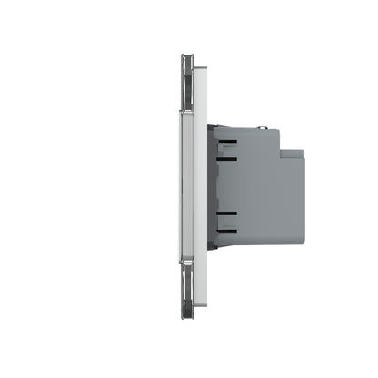 Livolo USB-C 45W Schnellladegerät mit Steckdose inkl. Glasrahmen Grau