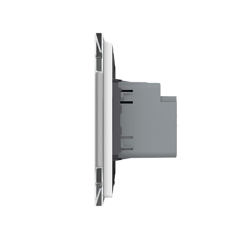 Livolo Notch zwei einfache Lichtschalter inkl. Glasrahmen weiß