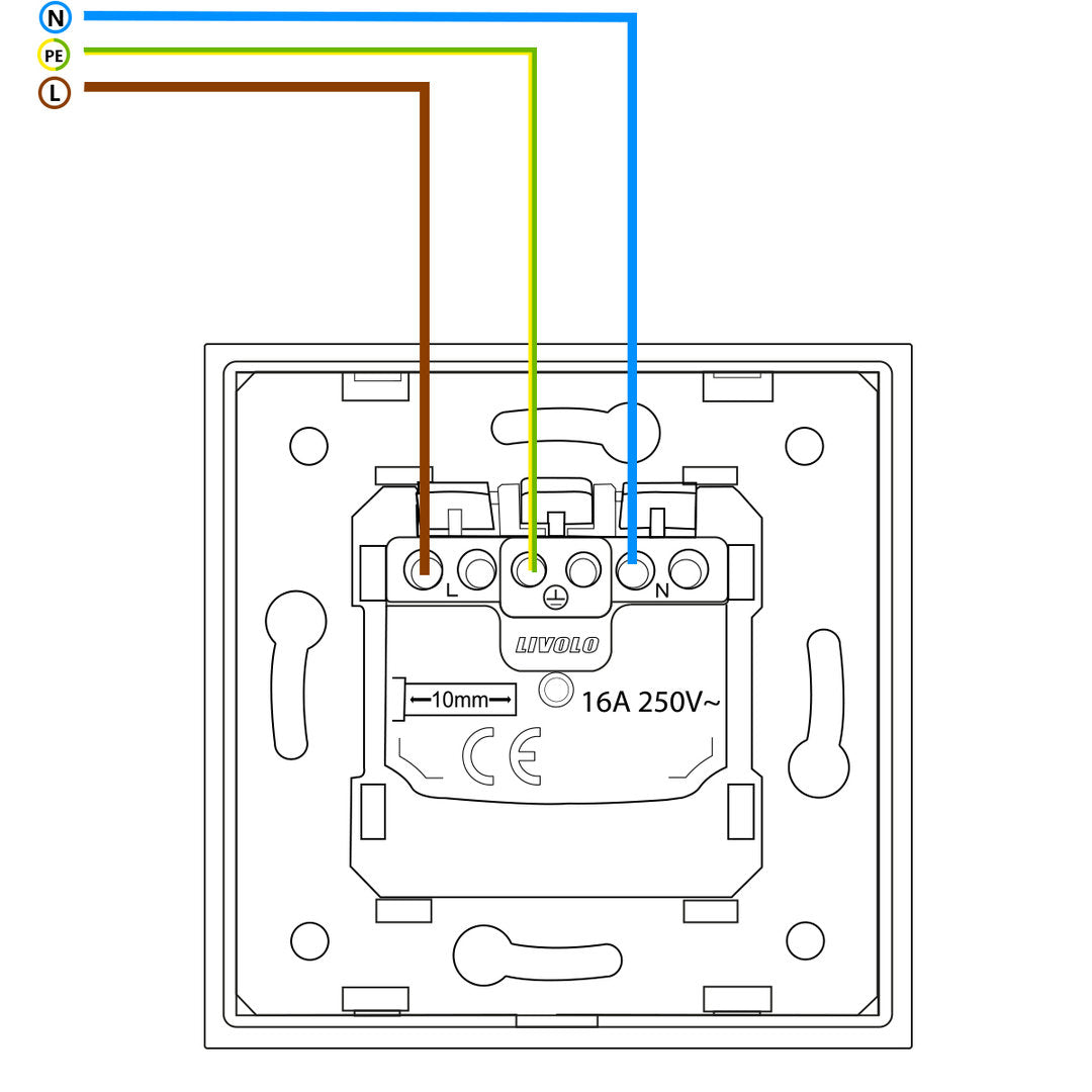 Livolo Vorteilspaket goldene Steckdosen mit Glasrahmen 10 St.