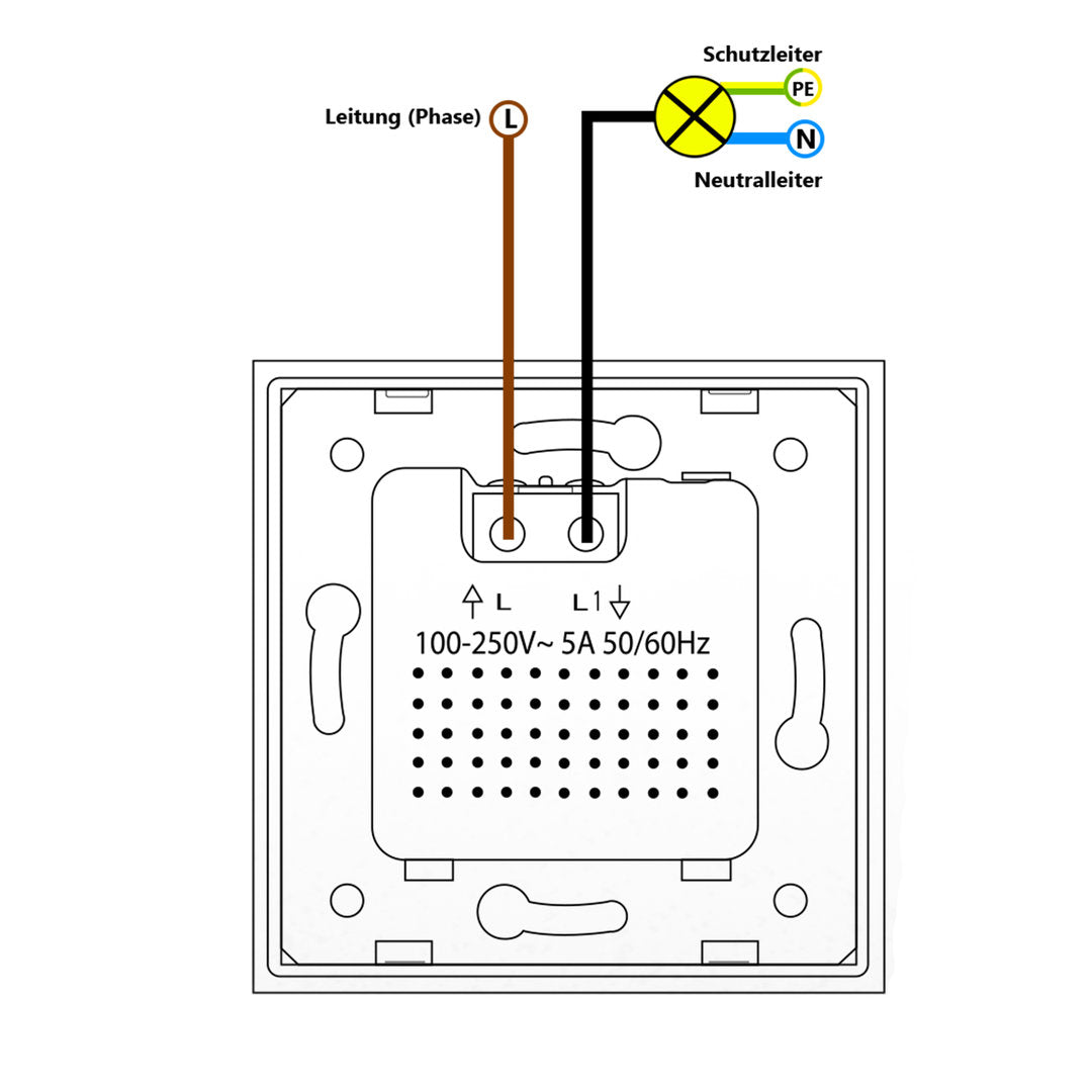 Livolo Bewegungsmelder und Touch-Schalter mit Glasblende in Grau