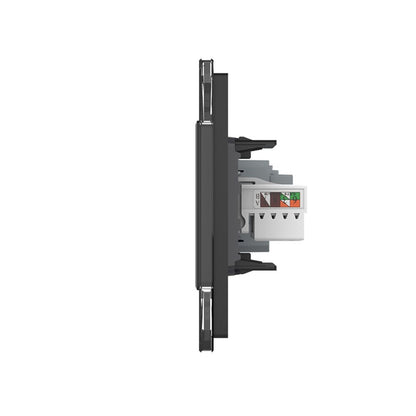 Livolo Steckdose mit einfach Netzwerkmodul inkl. Glasrahmen in Schwarz