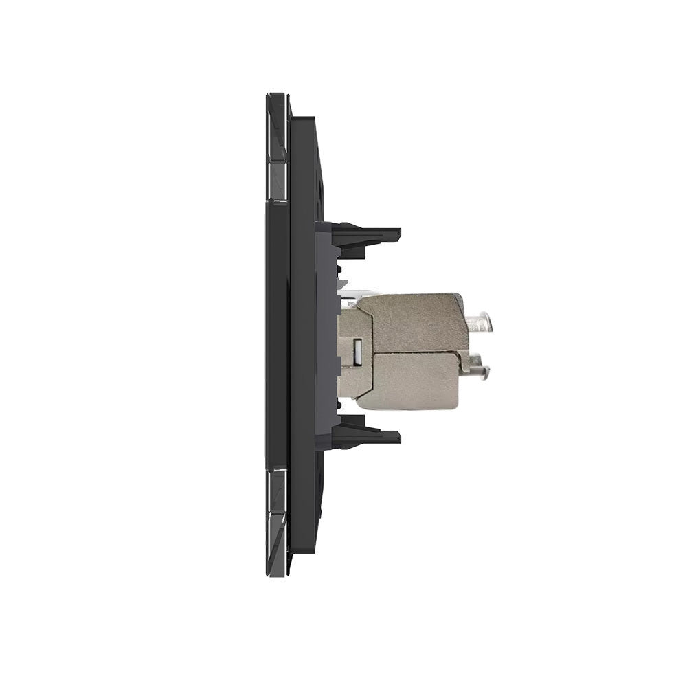 Einfaches LAN-Modul CAT6A RJ45 mit schwarzem Glasrahmen