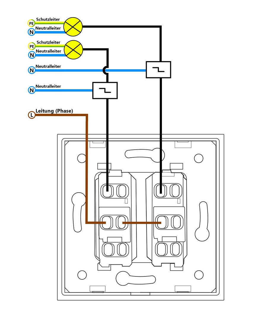 Livolo zweifaches, goldenes Wipp-Taster-Modul