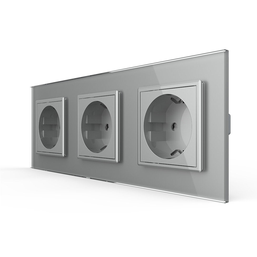 Livolo dreier Steckdose mit Glasblende in Grau