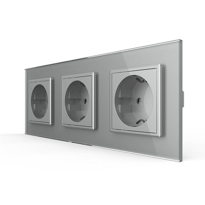 Livolo dreier Steckdose mit Glasblende in Grau