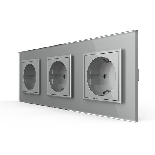 Livolo dreier Steckdose mit Glasblende in Grau