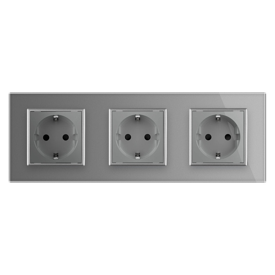 Livolo dreier Steckdose mit Glasblende in Grau